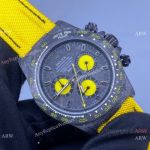 Super Clone Rolex Noob Diw Daytona Watch Swiss 4130 Carbon Yellow Nylon Strap 40mm